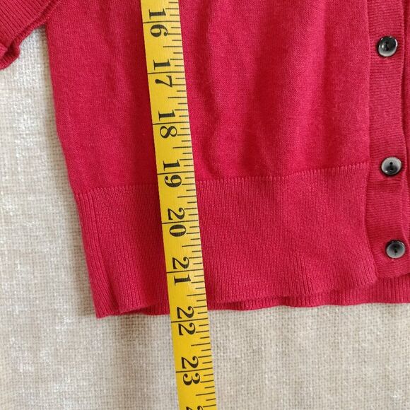 Halogen 3/4 Sleeve Button Up Red Cardigan Size S - Picture 5 of 7